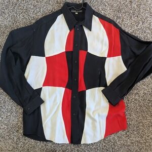 David Cline Vintage Red White And Black Button Down Shirt Large